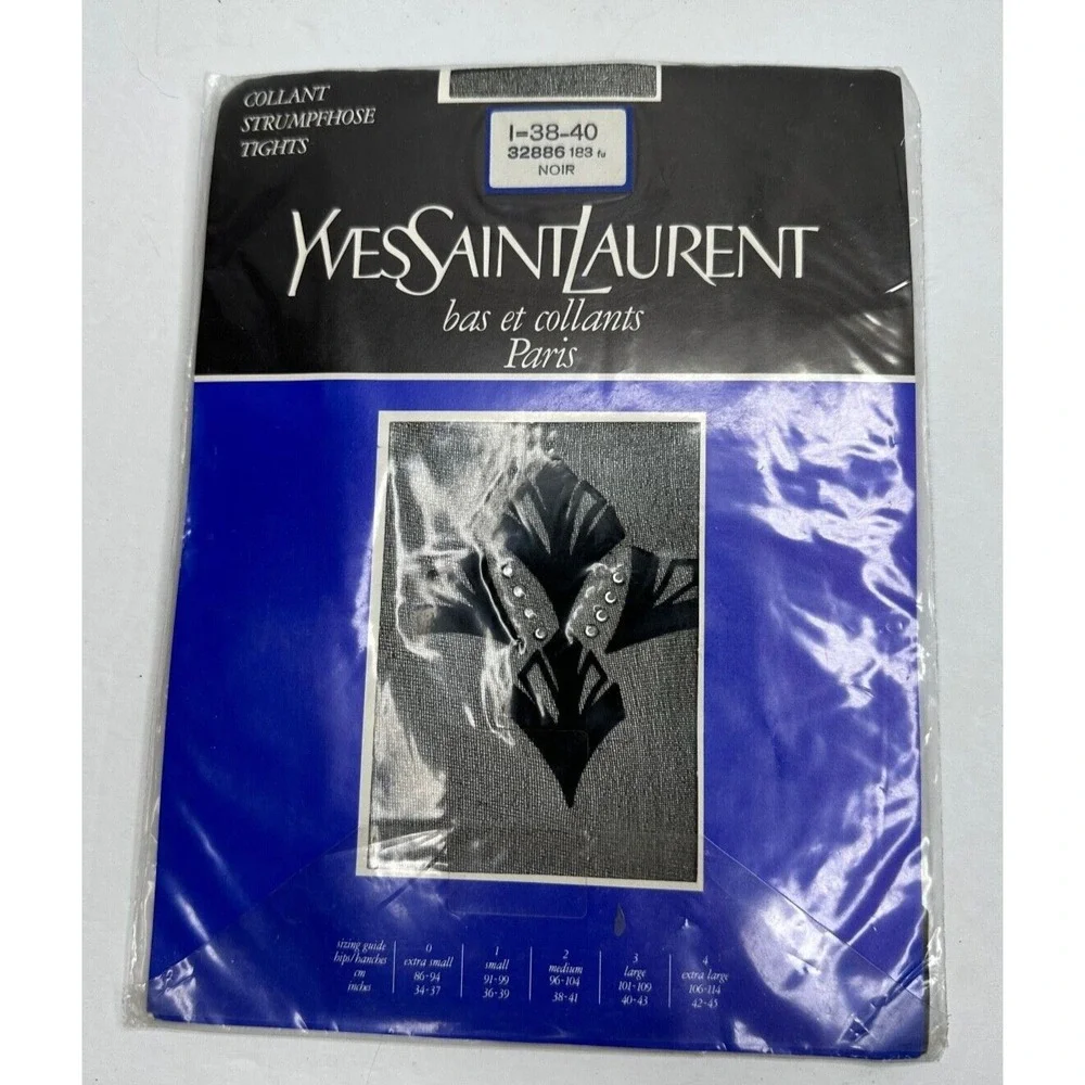 New YVES SAINT LAURENT Pantyhose Vintage Black Stockings‎ crystals Bling Paris